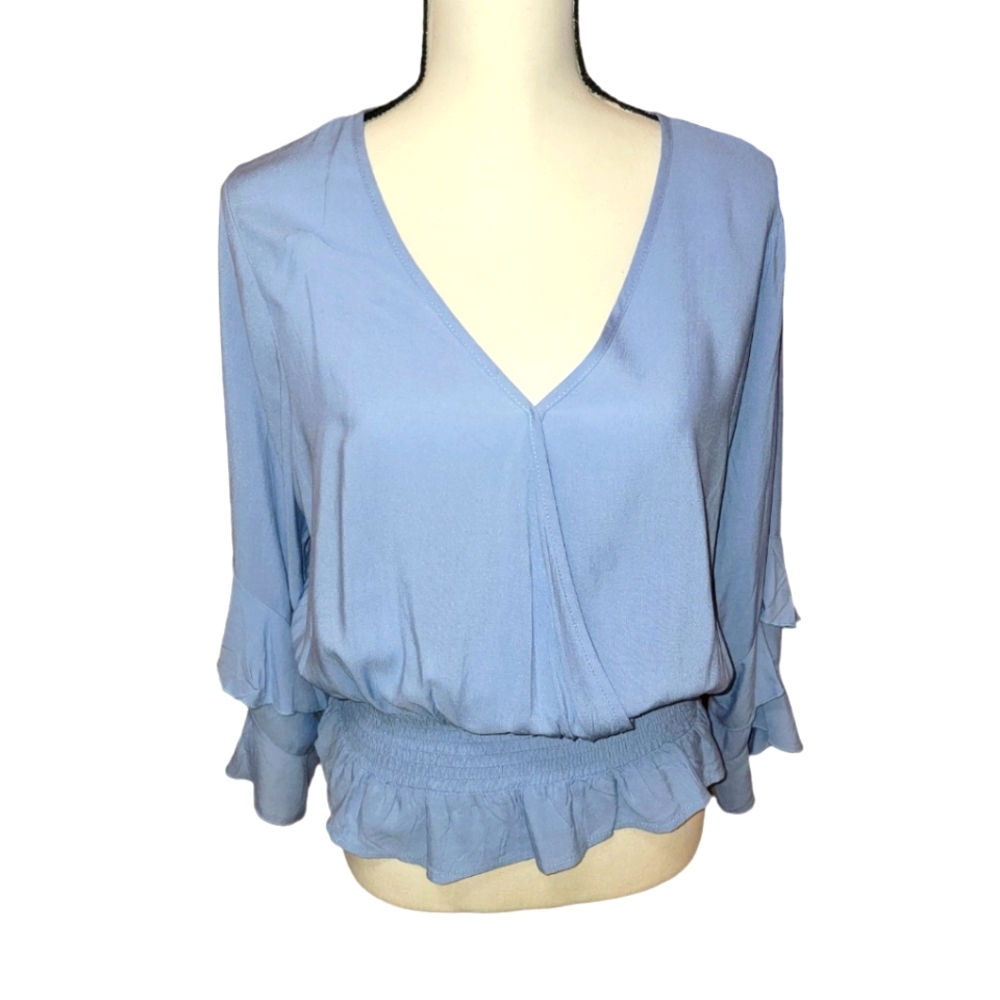 Just Polly New York Ruffle Sleeve Blouse - Junior's XL